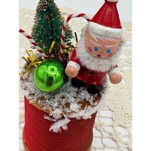 Miniature ALL VINTAGE Thread Spool Christmas Assemblage Santa